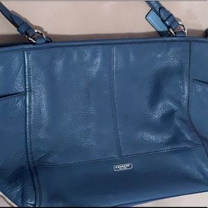 Blue leather coach bag